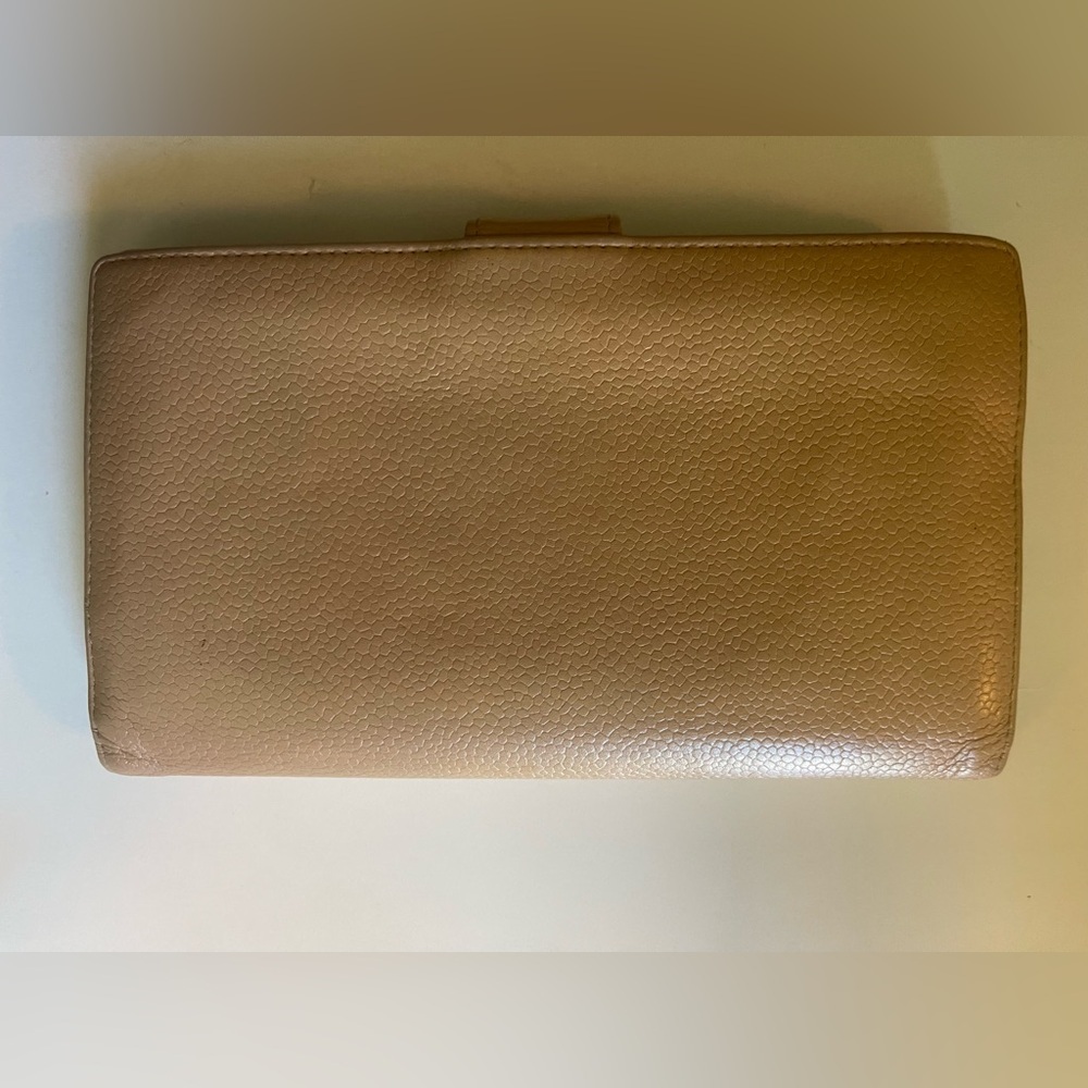 Chanel Timeless CC Continental Kisslock Flap Wallet Tan Caviar Leather Vintage - Picture 3 of 15